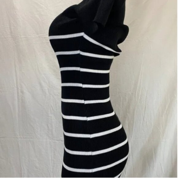 Nali Collection Black & White Striped Ribbed Midi Dress-S/M - Picture 5 of 9